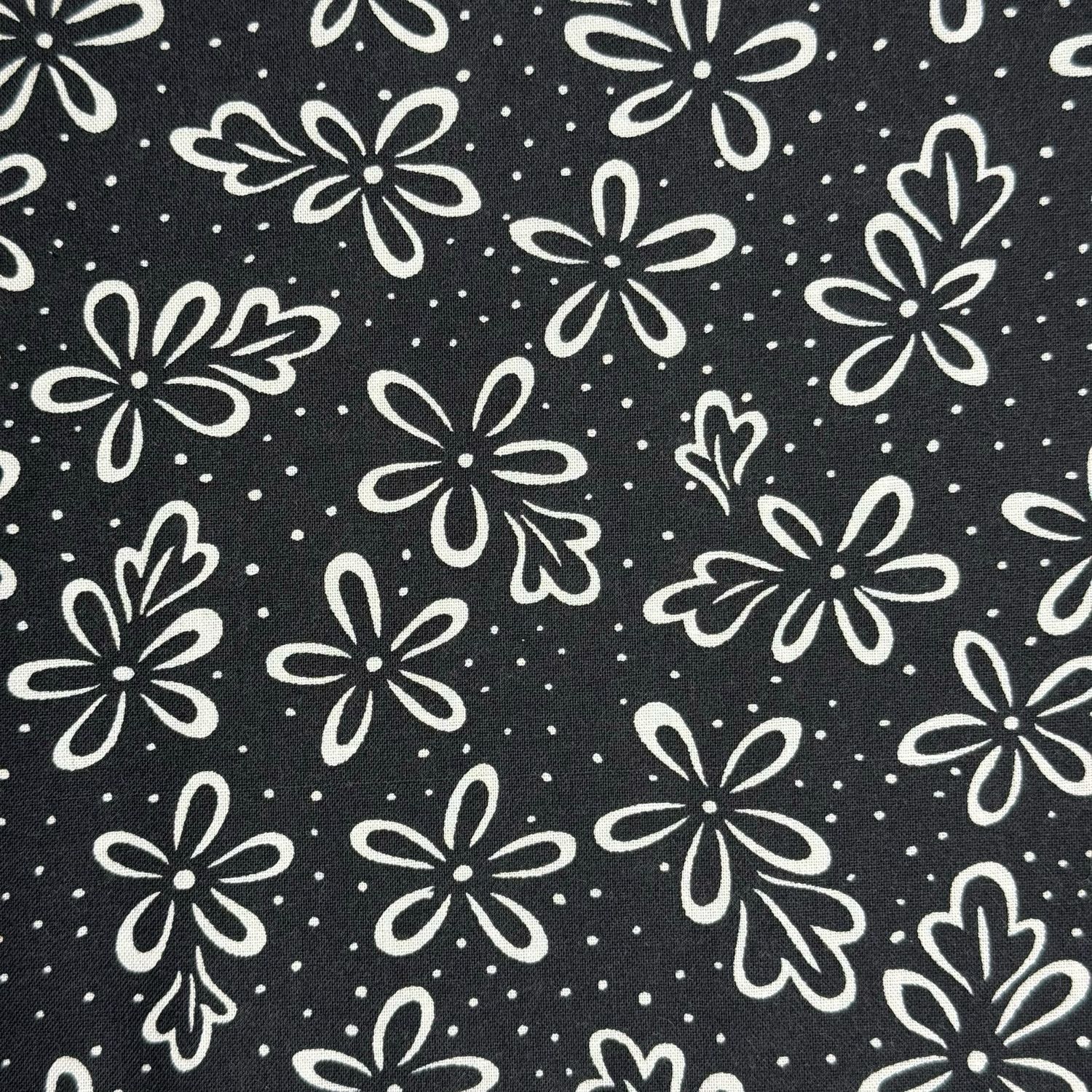 Black and White modern floral fabric
