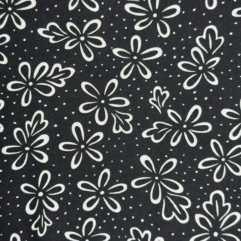 Black and White modern floral fabric
