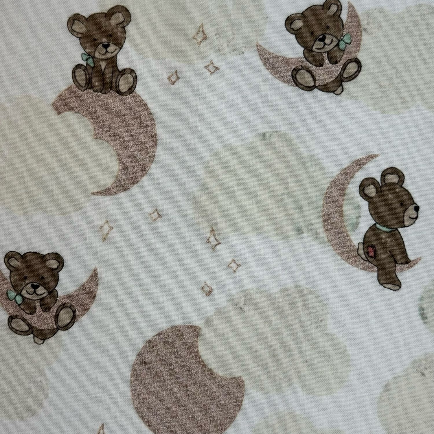 Sleep Tight White Teddies with Metallic Moons