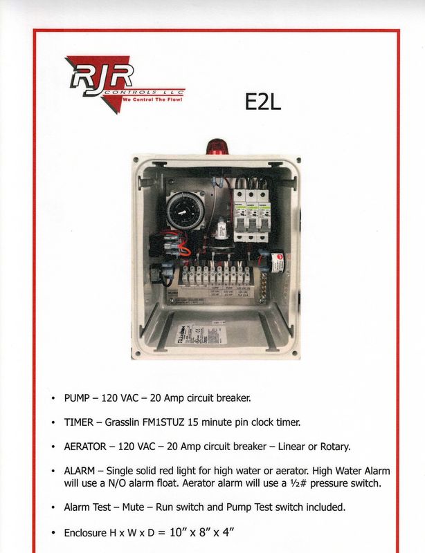 Aerobic Control with Clock Timer and Aerator. One Red Light for both alarms.