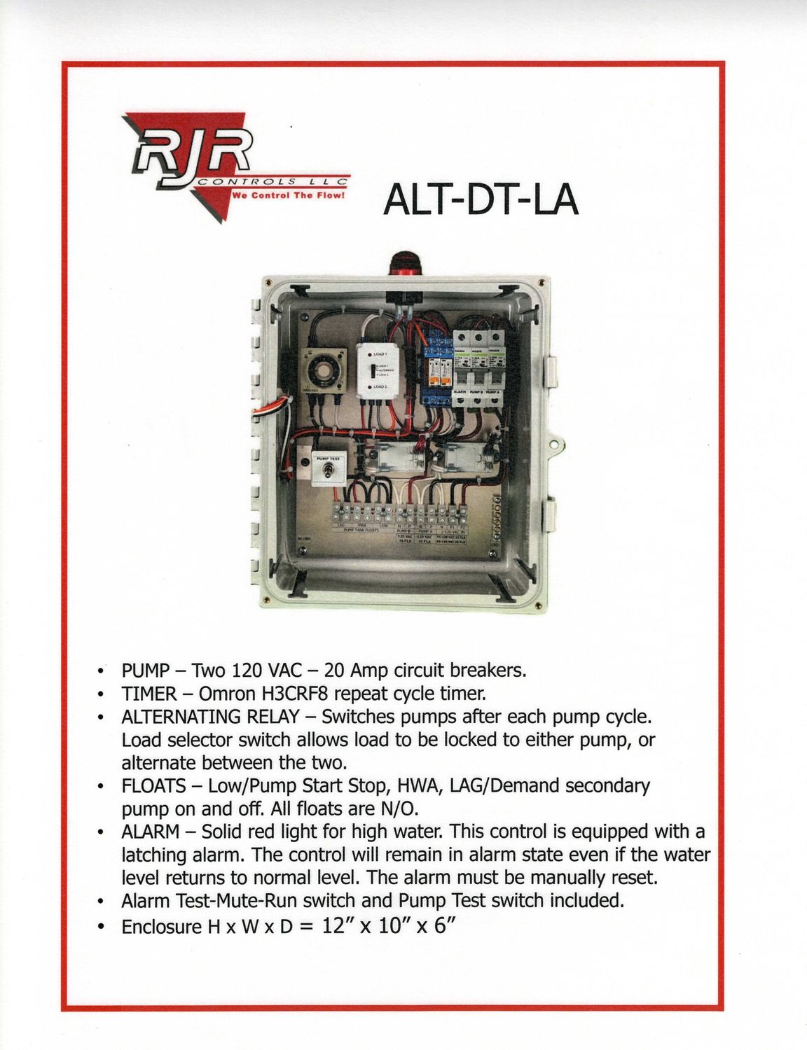 120 VAC Duplex Liftstation with Dosing Timer and Latching HWA