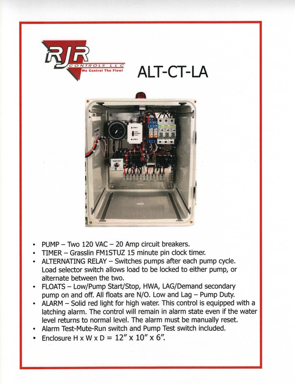 120 VAC Duplex Liftstation with Clock Timer and Latching HWA