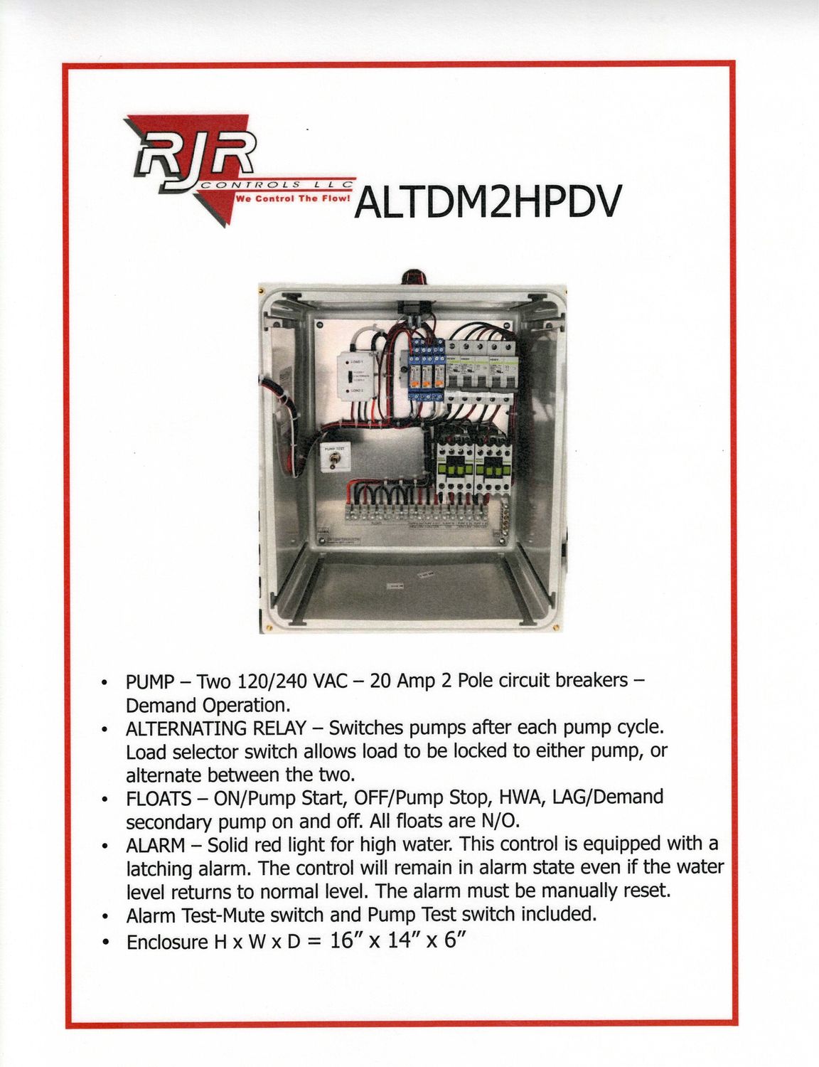 240/120 VAC Duplex Liftstation with Demand Pump and Latching HWA