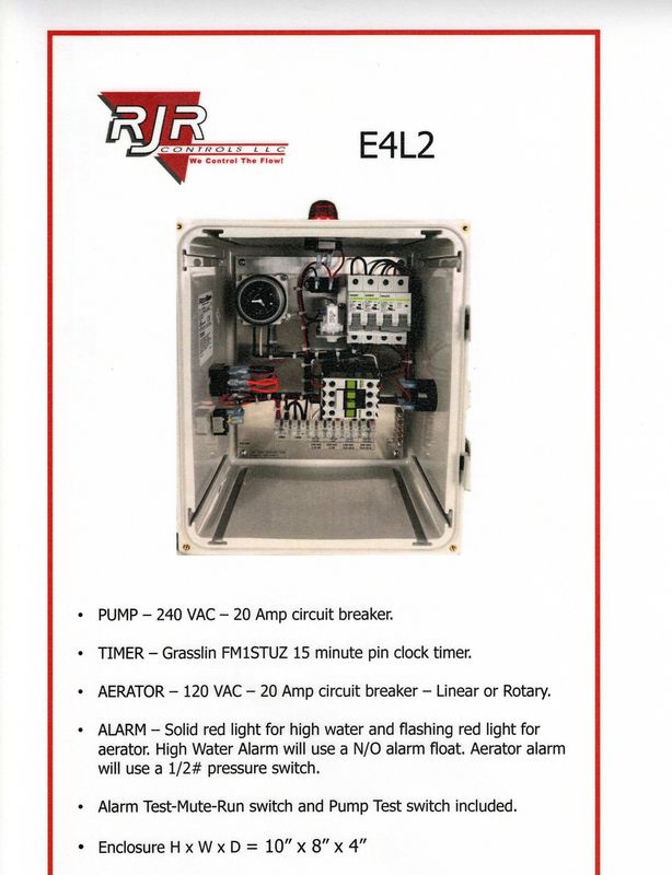 Aerobic Control Panel with Clock Timer, Pump Test, Pressure Switch, 1 Alarm