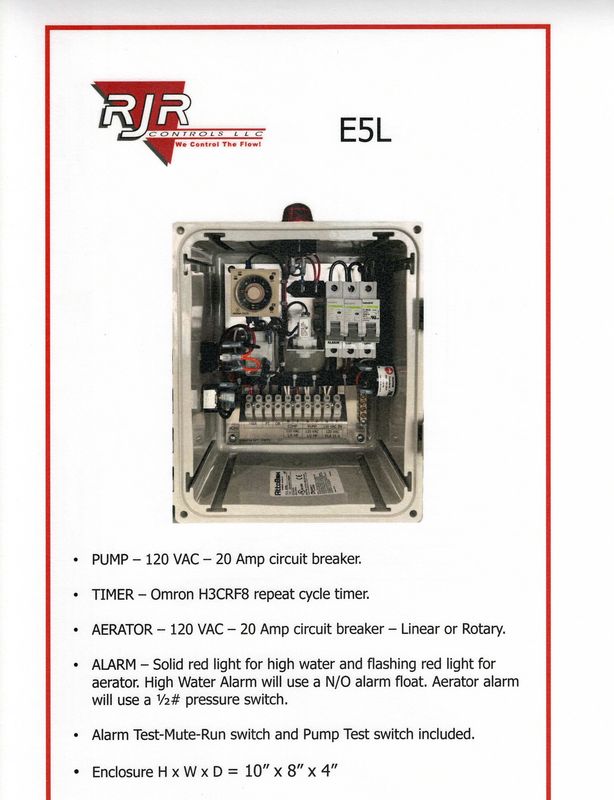 Aerobic Dosing Control Panel with Pump Test,  Pressure Switch, 1 Alarm