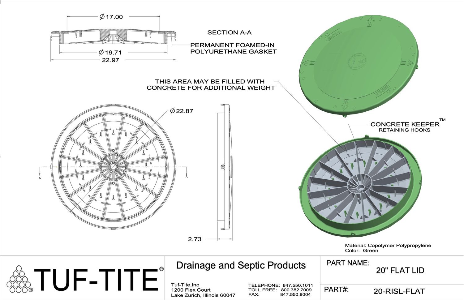 20&quot; flat lid