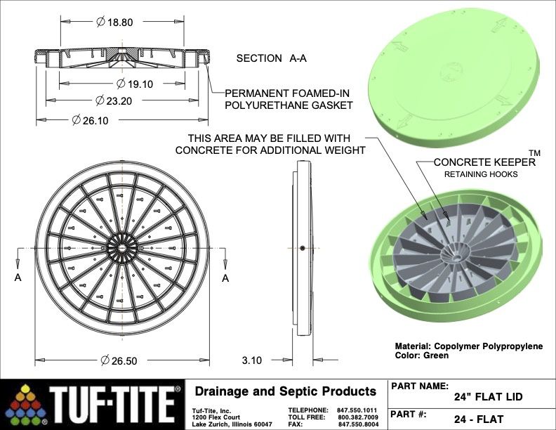 24&quot; flat lid