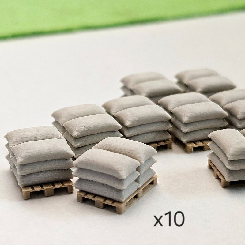 10x Säckar på EU-pallar i skala H0 (1:87)