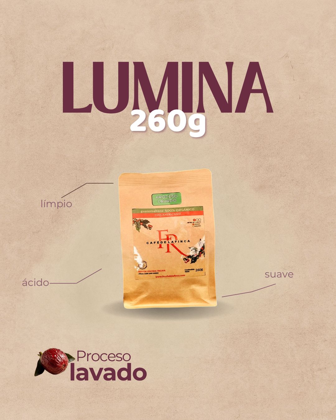 LUMINA 260gr. - Café Orgánico de Proceso Lavado