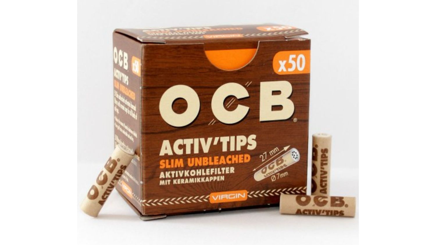OCB Activ Tips Slim Unbleached 7mm OCB Activ Tips Slim Unbleached 7mm