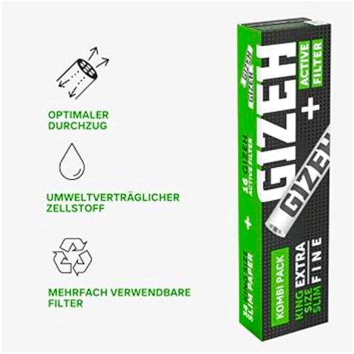 Gizeh Black king Size Slim Plus Active Filter Gizeh Black king Size Slim Plus Active Filter