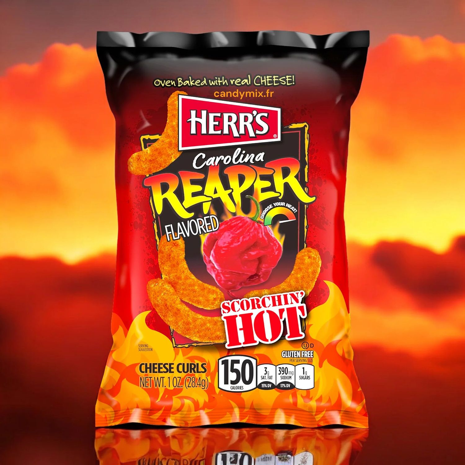 Herr's Carolina Reaper Flavored Extra Hot Cheese Curls 28g