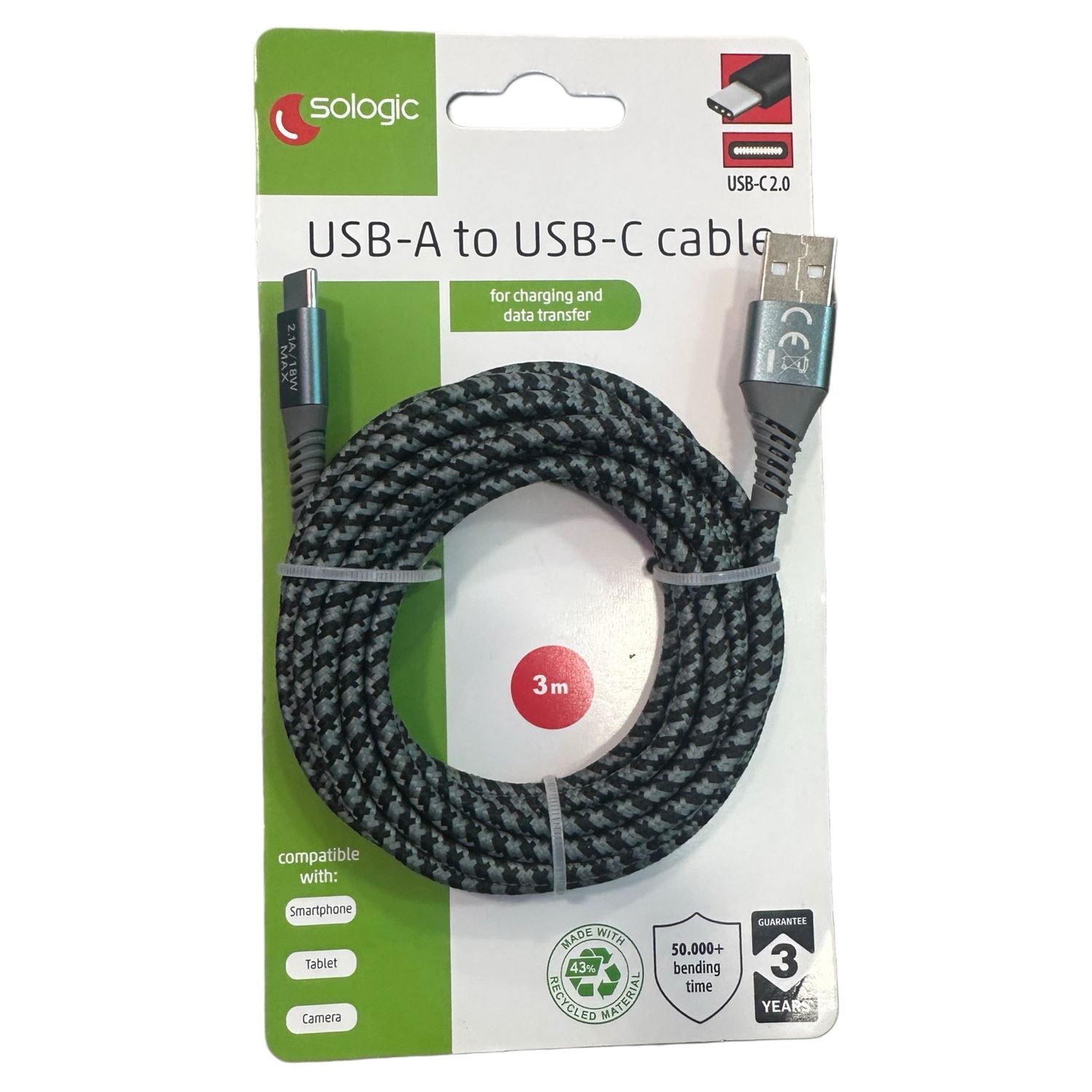 USB-A To USB-C Kabel 3m USB-A To USB-C Kabel 3m