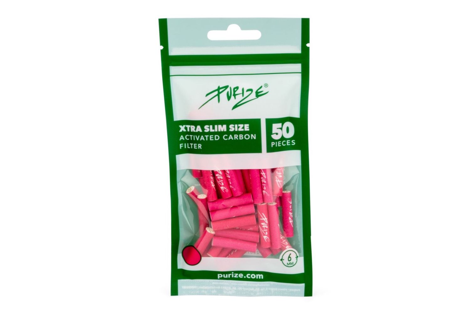 PURIZE XTRA Slim Size 6 mm Aktivkohlefilter pink (50 Stück) PURIZE XTRA Slim Size 6 mm Aktivkohlefilter pink (50 Stück)