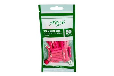 PURIZE XTRA Slim Size 6 mm Aktivkohlefilter pink (50 Stück)