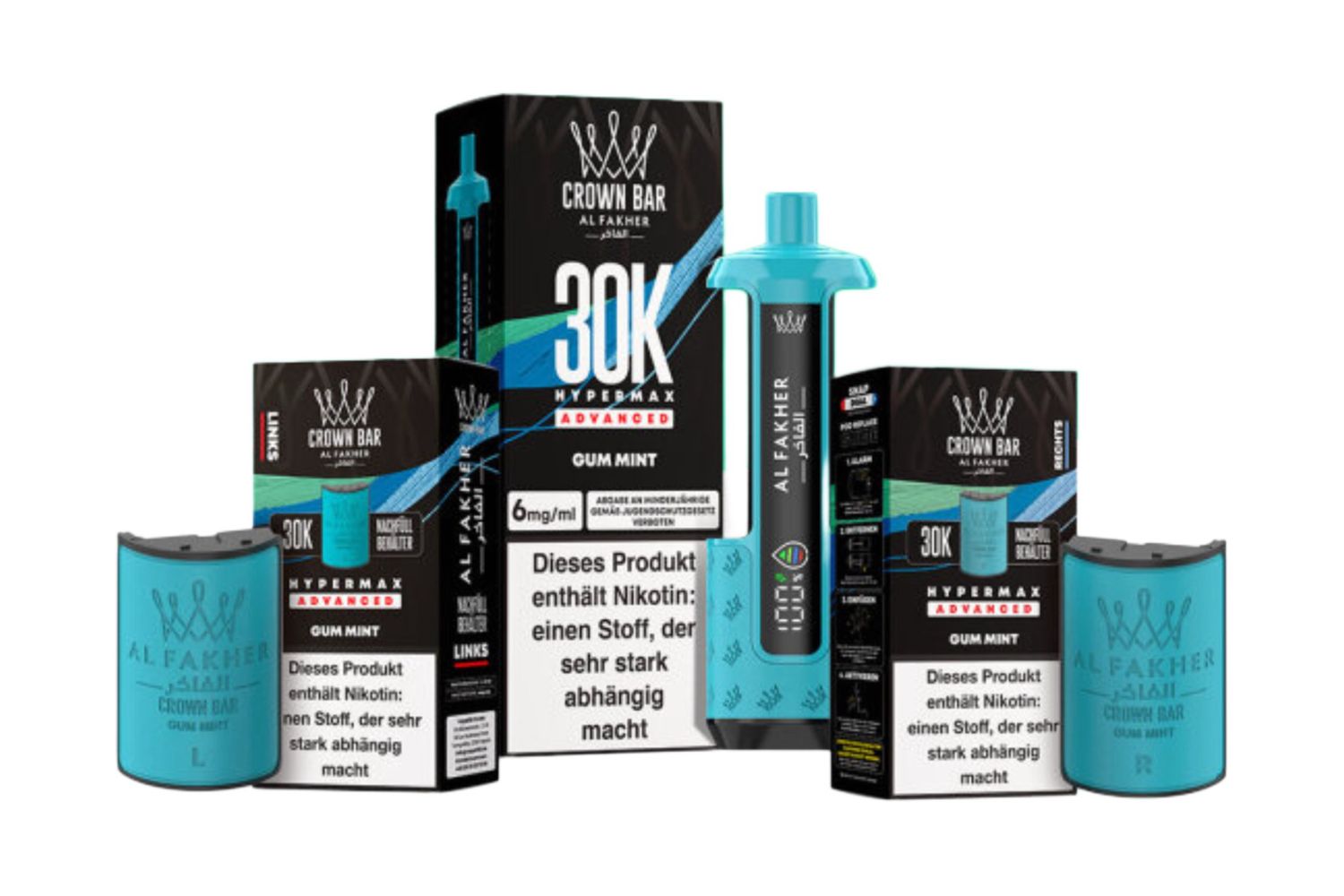 Al Fakher 30k Hypermax Akku Plus 2 Pods GUM Mint