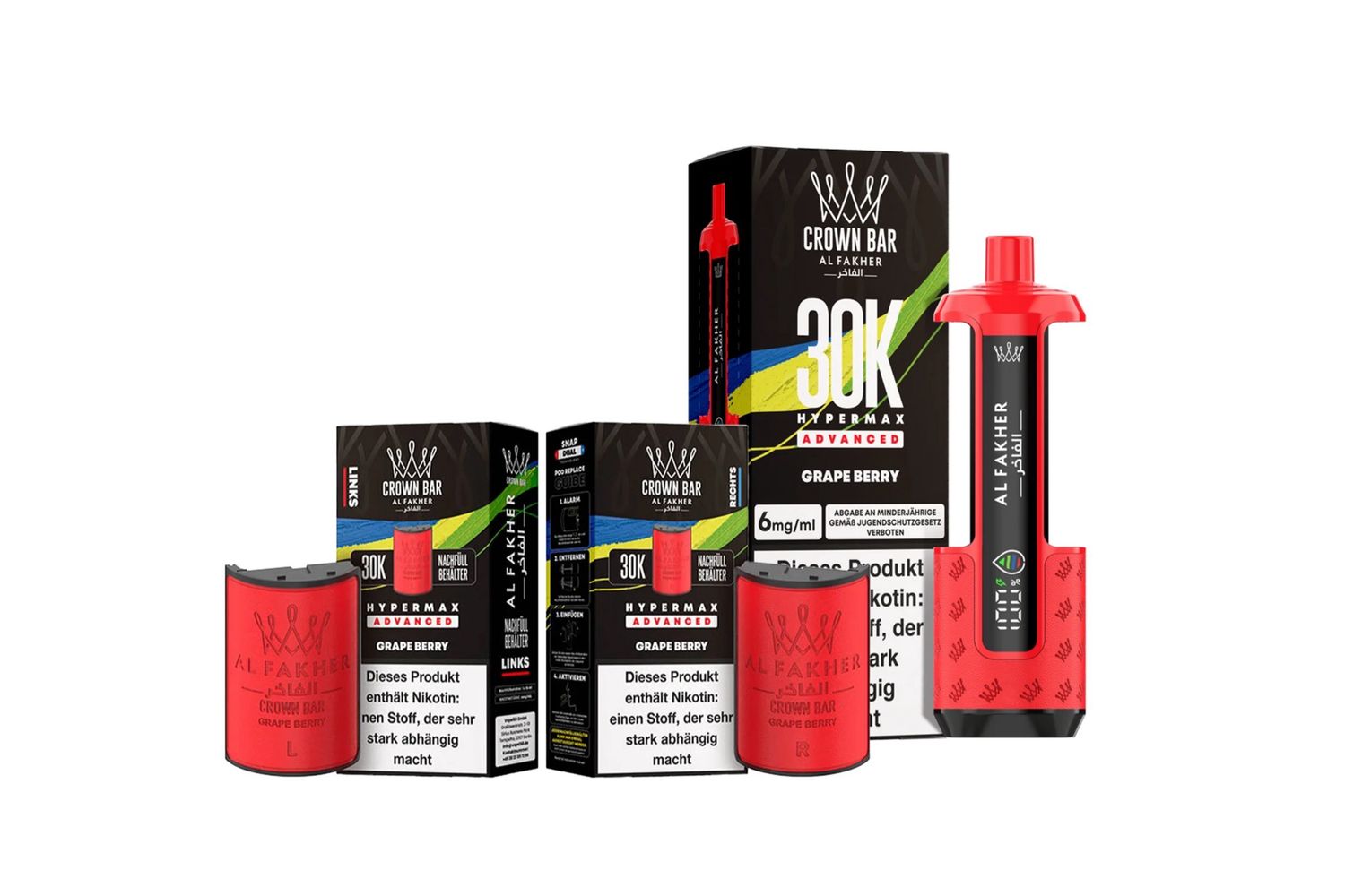 Al Fakher 30k Hypermax Akku Plus 2 Pods Grape Berry Al Fakher 30k Hypermax Akku Plus 2 Pods Grape Berry