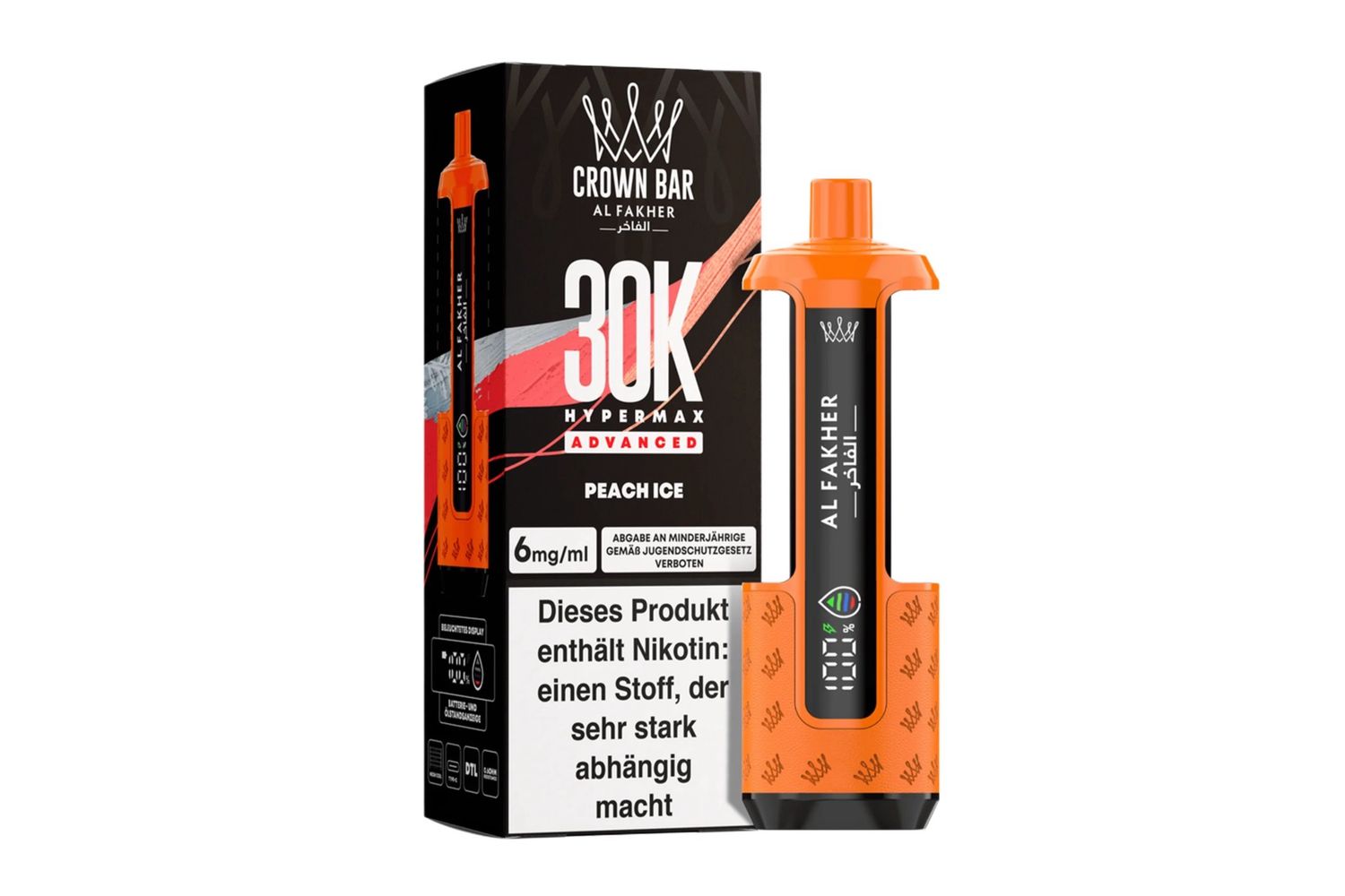 Al Fakher 30k Hypermax Akku Plus 2 Pods Peach Ice 