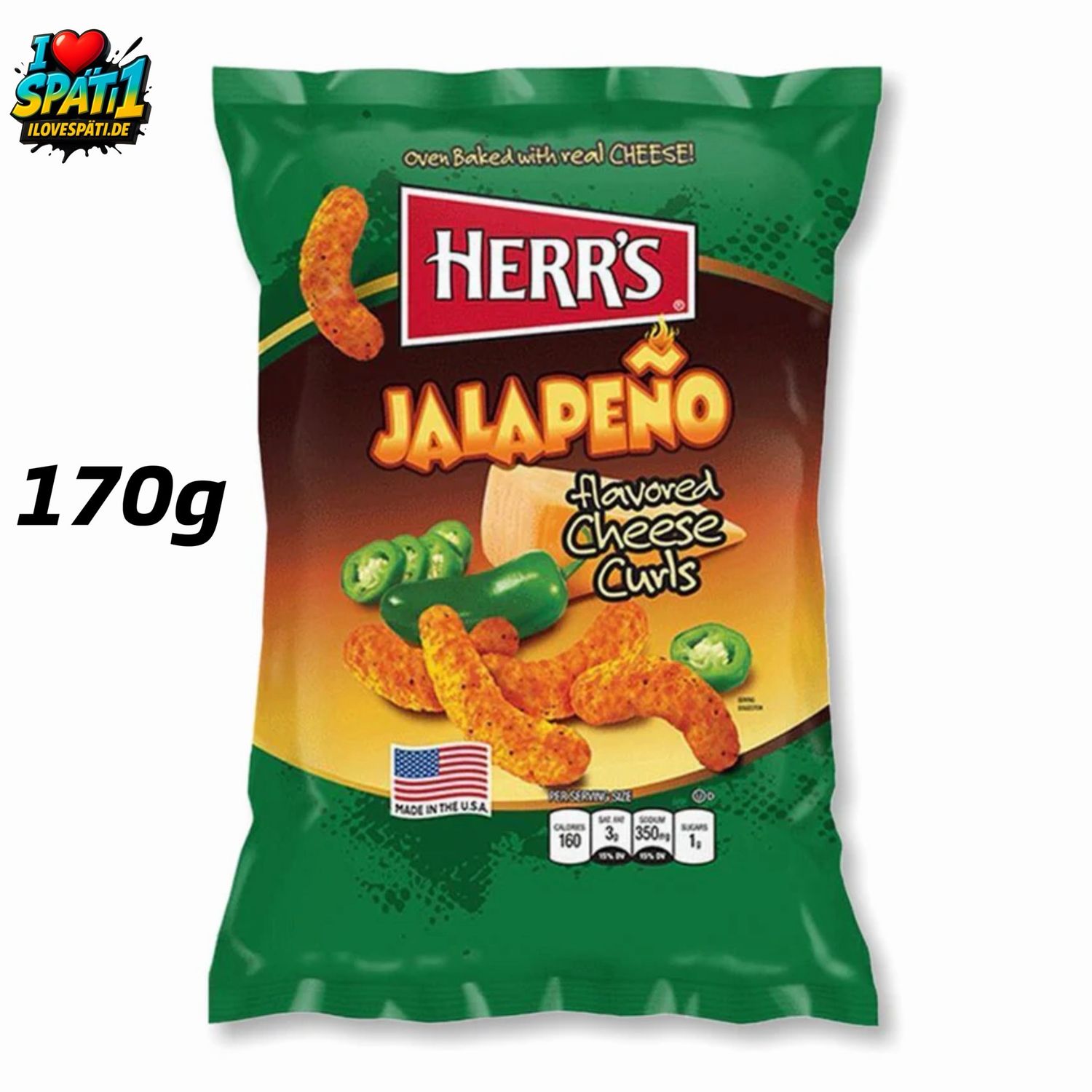 Herr's Jalapeno Popper Flavored Cheese Curls 170g Herr's Jalapeno Popper Flavored Cheese Curls 170g
