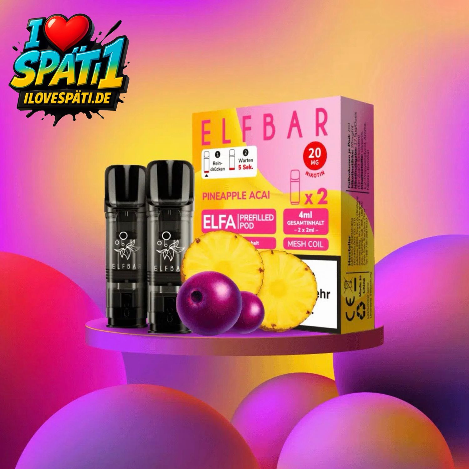 ELFBAR ELFA Pineapple Acai 20mg Nikotin 2er Pack