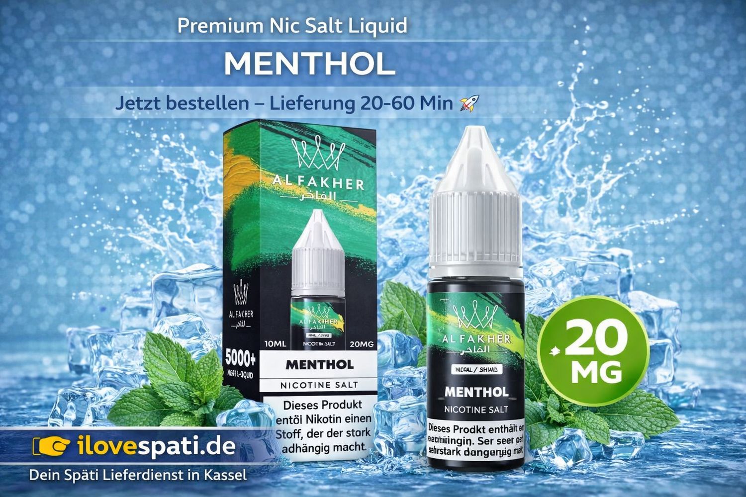 Al Fakher Menthol 20mg Nic Salt Liquid 10ml