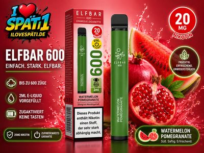 Elfbar 600 Watermelon Pomegranate – 20mg Nikotin Einweg Vape