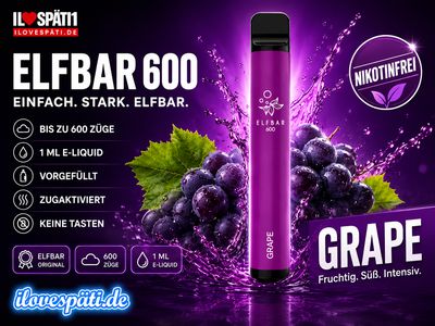 Elfbar Grape Nikotinfrei E-Zigarette