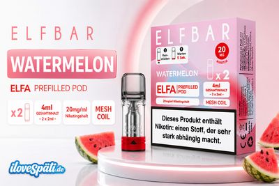 Elfbar ELFA Prefilled Pod – Watermelon, 20 mg/ml Nikotin, 2er Pack