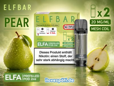 ELFBAR ELFA Pear Prefilled Pods 2x2ml 20mg/ml Mesh Coil