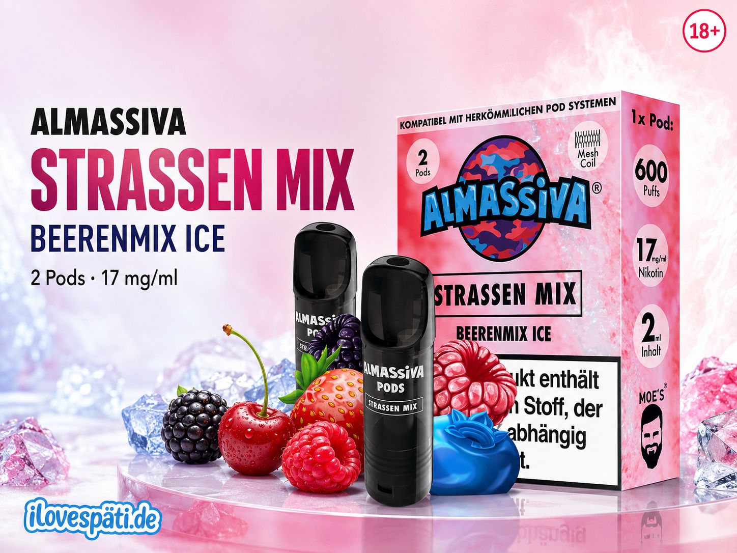 ALMASSIVA Strassen Mix Pod Beerenmix Ice 2 Pods 2 ml 17 mg/ml Nikotin