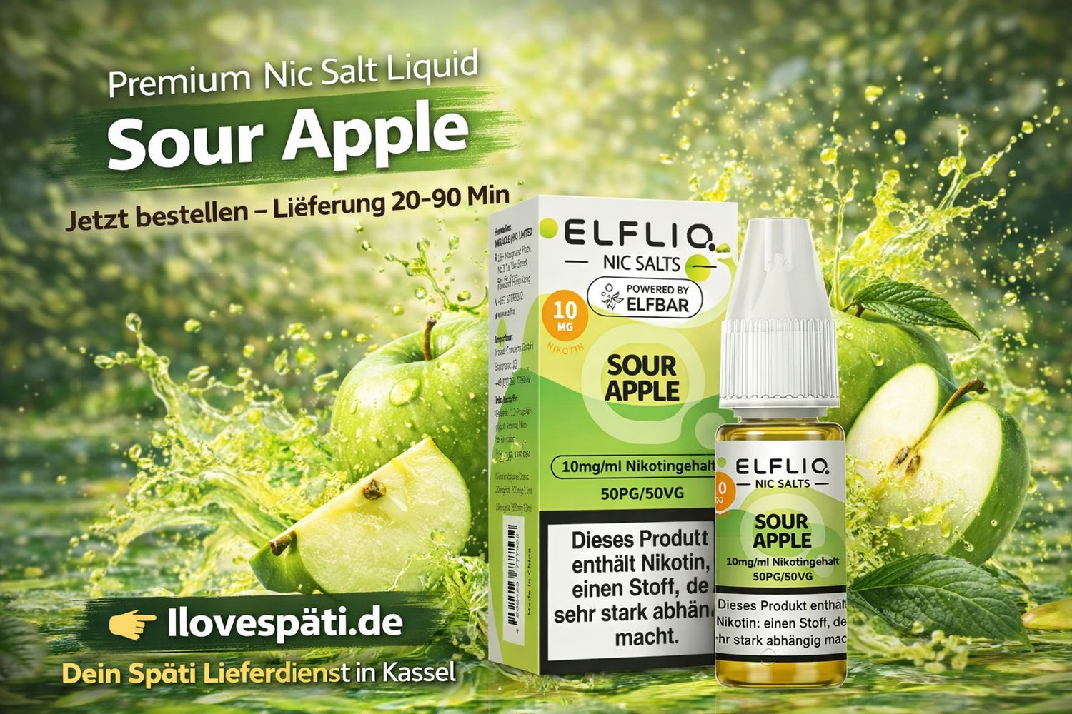 ELFLIQ Sour Apple (10mg) – Nic Salt Liquid 10ml