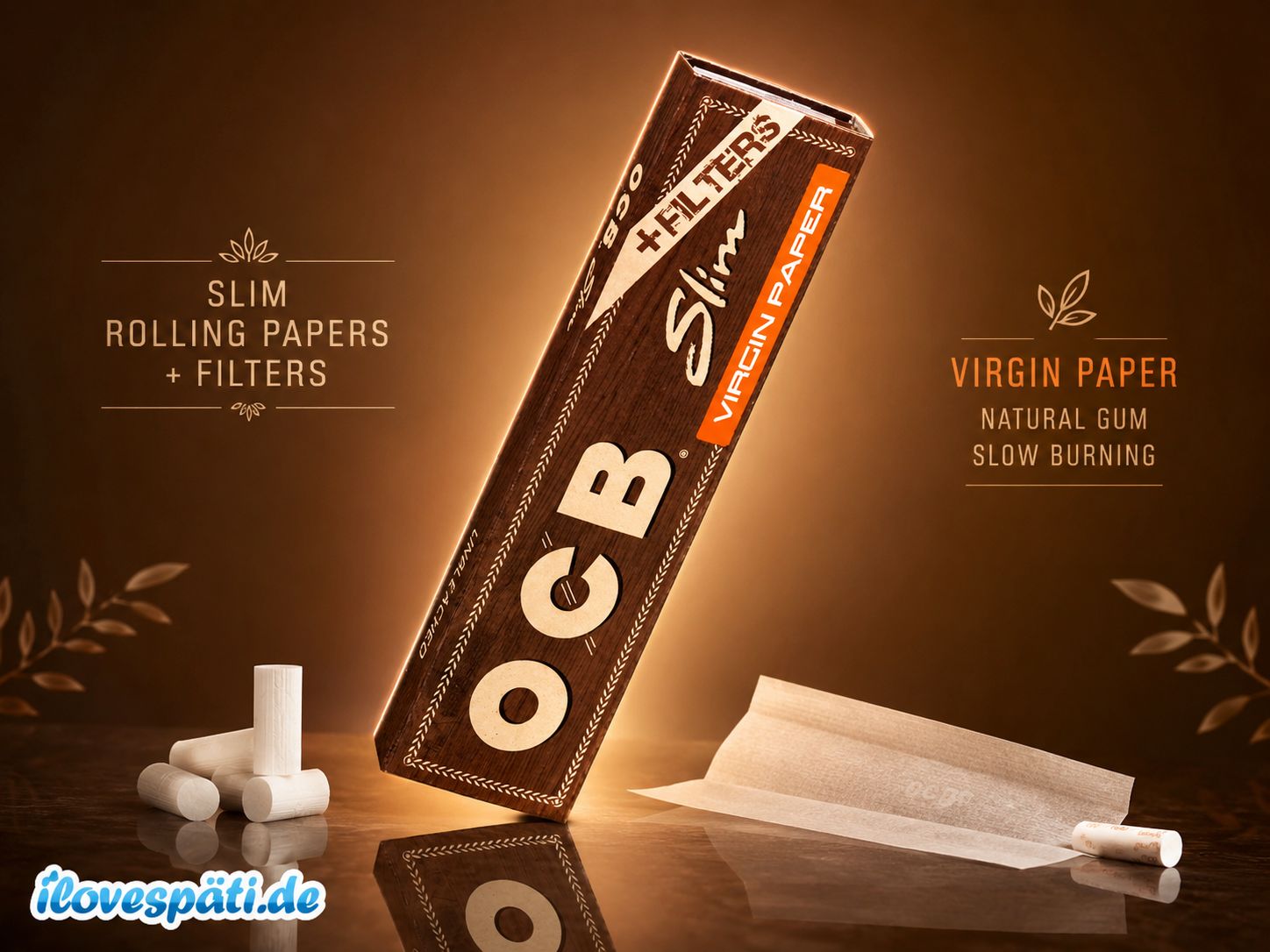 OCB Virgin Slim Paper + Filtertips – 32 Blättchen + 32 Tips