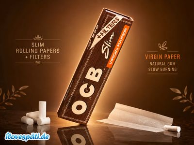 OCB Virgin Slim Paper + Filtertips – 32 Blättchen + 32 Tips