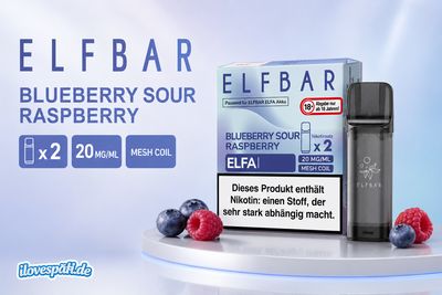 Elfbar ELFA Prefilled Pod – Blueberry Sour Raspberry, 20 mg/ml Nikotin, 2er Pack