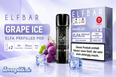 Elfbar ELFA Prefilled Pod – Grape Ice, 20 mg/ml Nikotin, 2er Pack