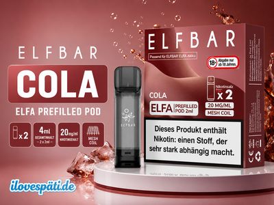 ELFBAR ELFA Cola Prefilled Pods 2 Stück 2 × 2 ml 20 mg/ml Nikotinsalz Mesh Coil