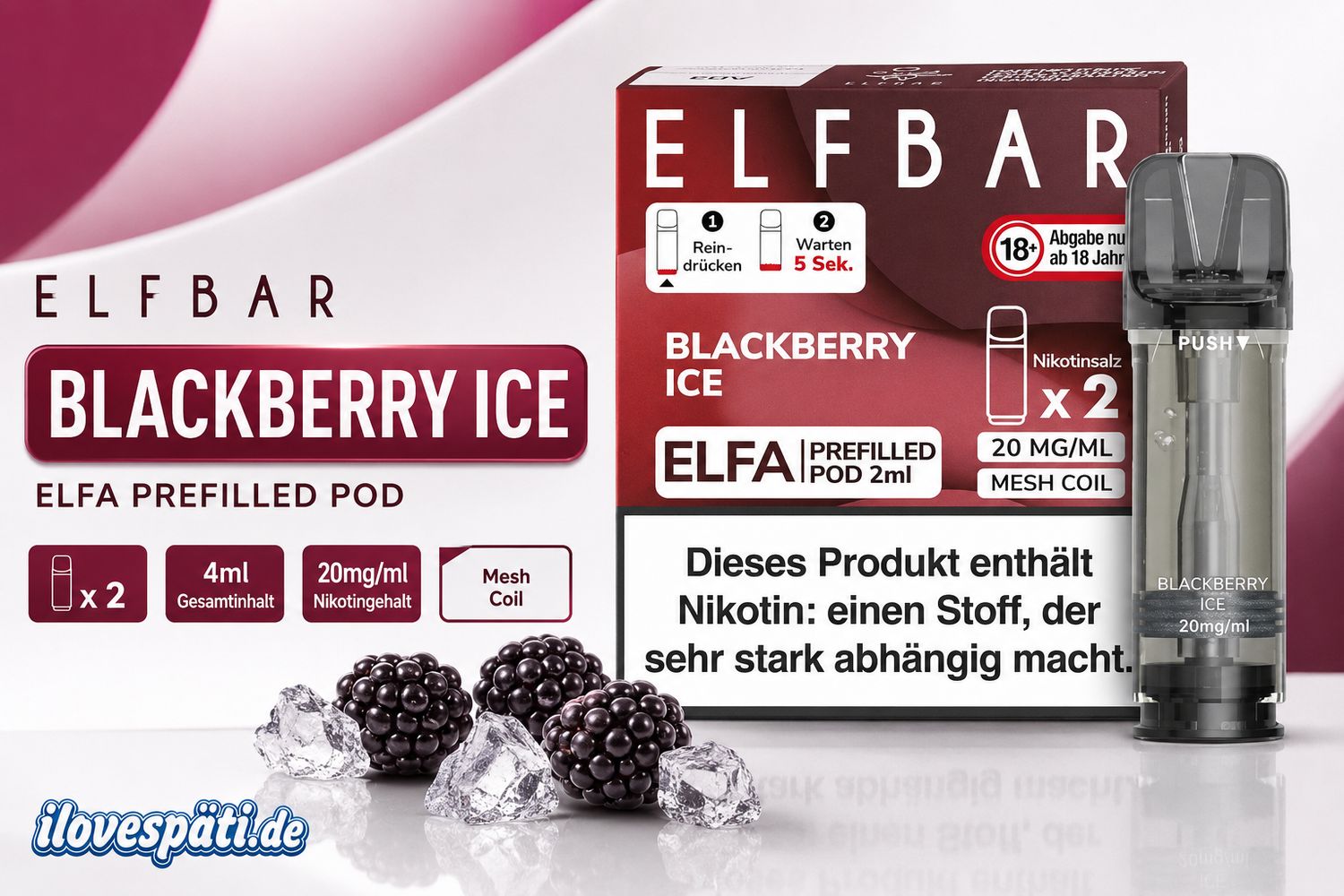 Elf Bar ELFA Prefilled Pod Blackberry Ice 2er Pack (4ml)