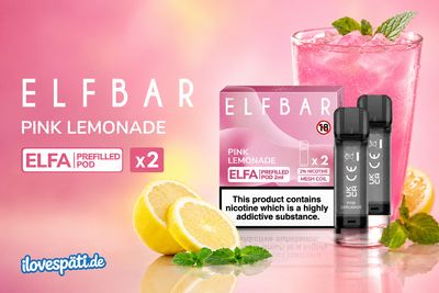 Elfbar ELFA Prefilled Pod – Pink Lemonade, 20% Nikotin, 2er Pack