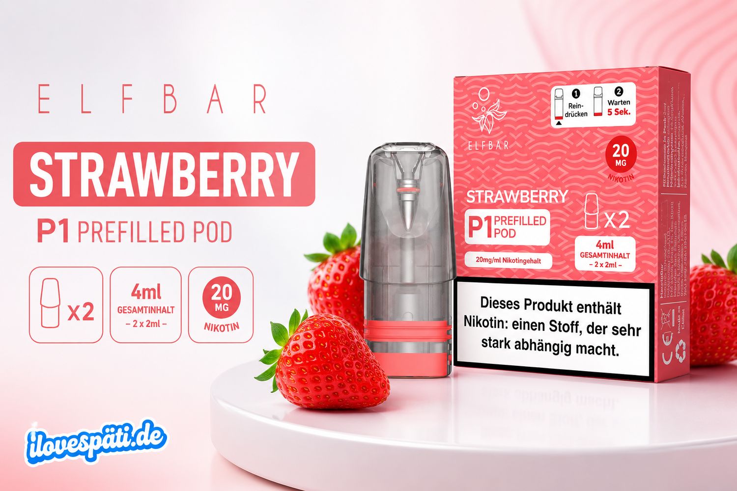Elfbar Mate 500 P1 Strawberry Pod 2x2ml