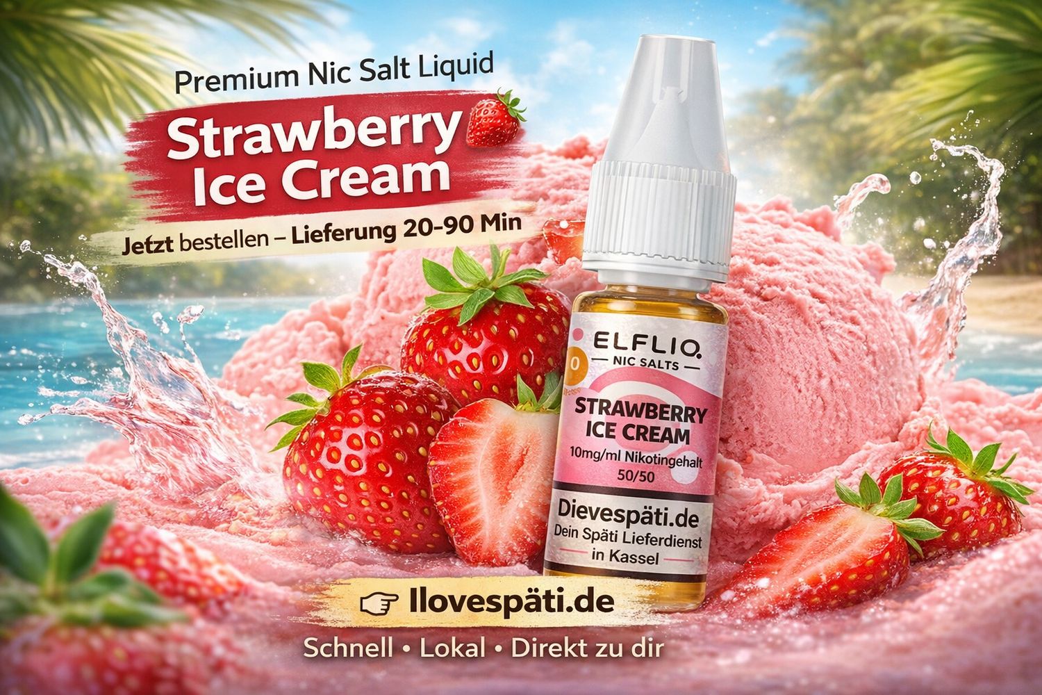ELFLIQ Strawberry Ice Cream – Nic Salt Liquid (10mg/ml)