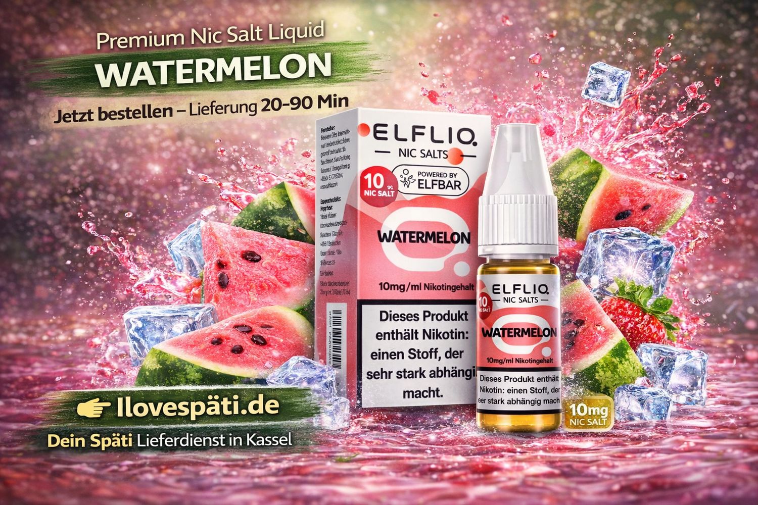 ELFLIQ Watermelon (10mg) – Nic Salt Liquid 10ml