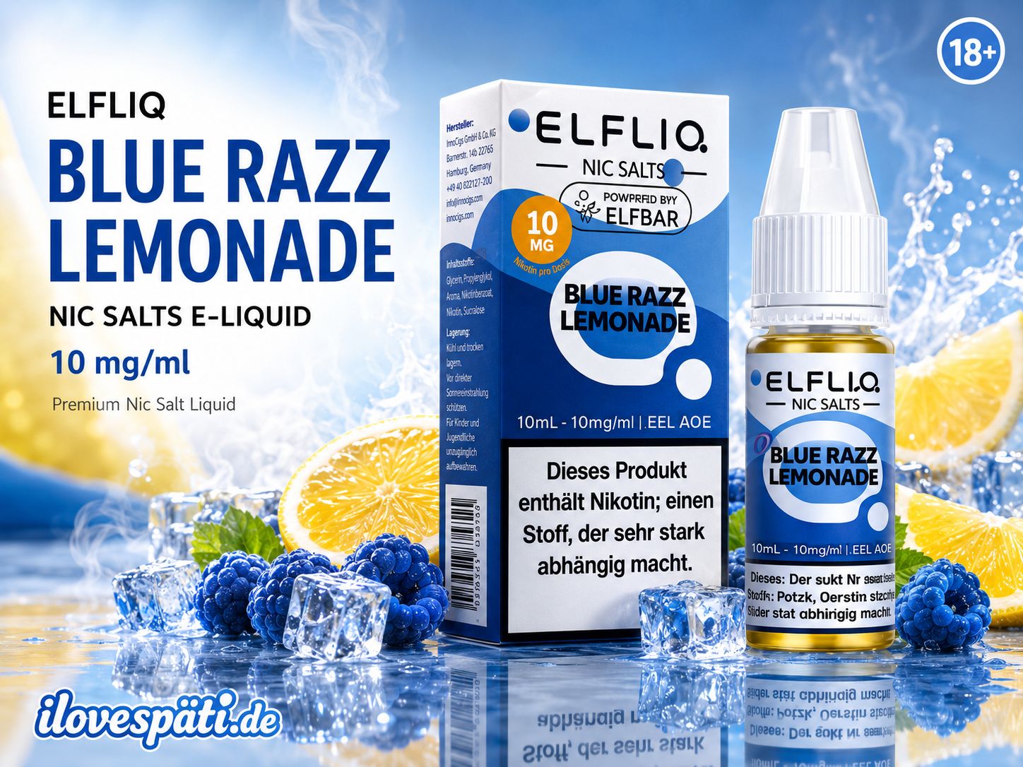 ELFLIQ Blue Razz Lemonade 10mg Nic Salt Liquid 10ml