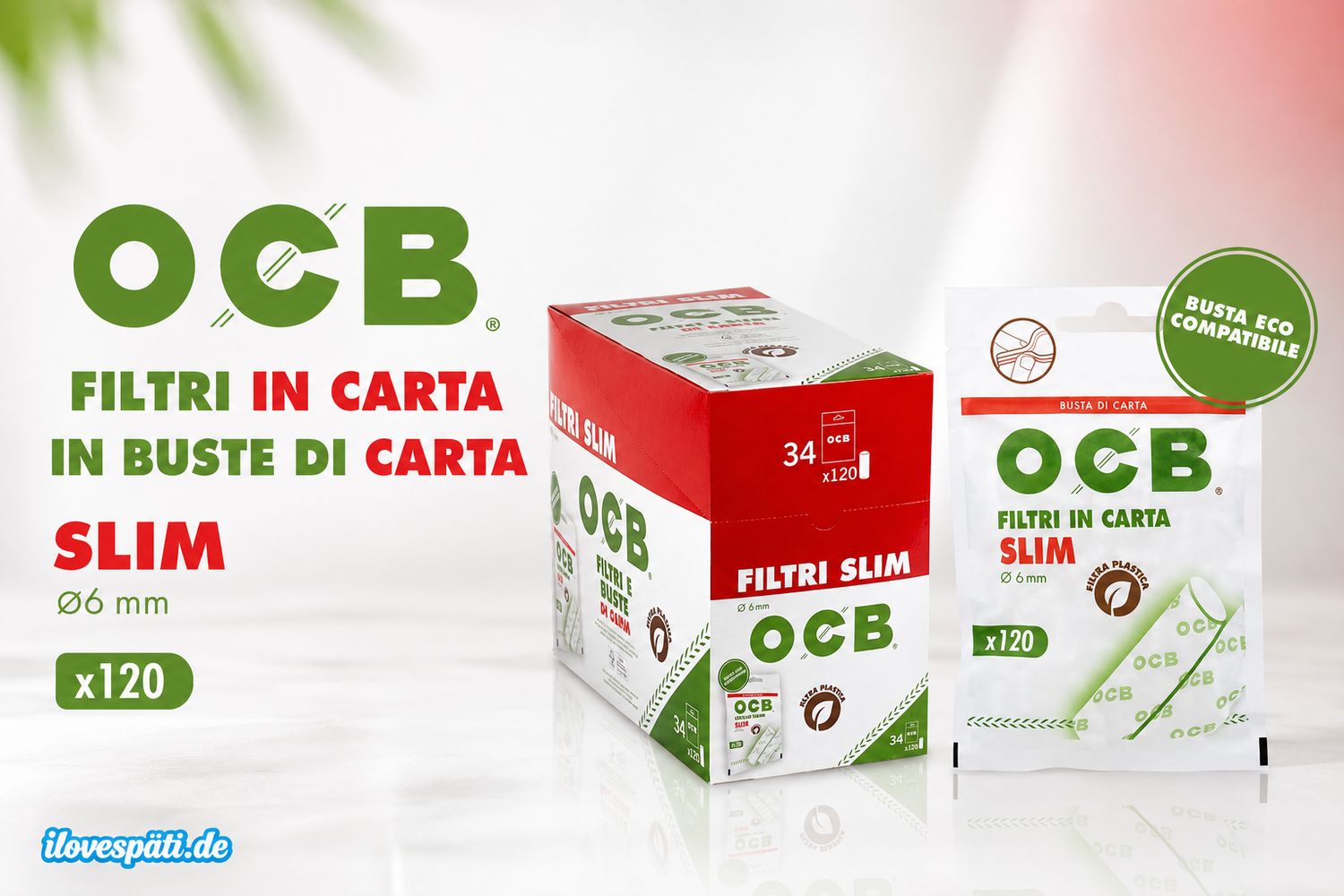 OCB Filtri Slim Papierfilter – 6 mm, 120 Stück