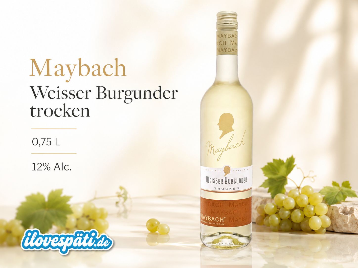 Maybach Weißer Burgunder trockener Weißwein 0,75 l 12% vol