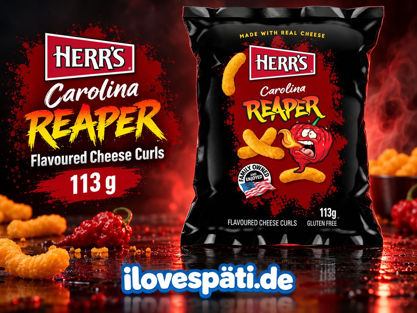 Herr’s Carolina Reaper Cheese Curls 113 g – Scharfe Käseflips