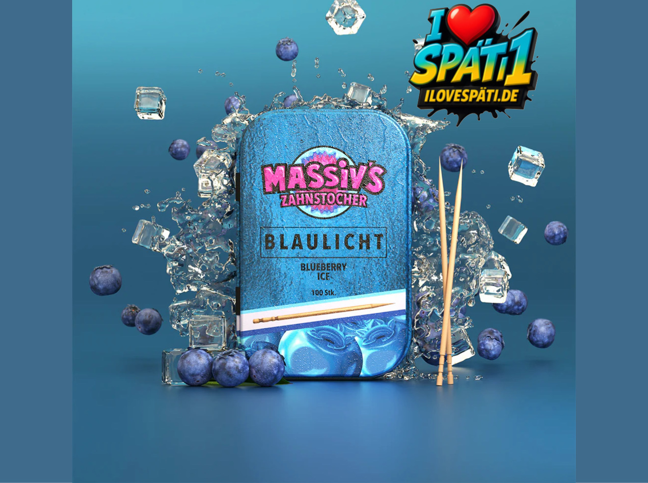 Massiv’s Zahnstocher Blaulicht Blueberry Ice 100 Stk