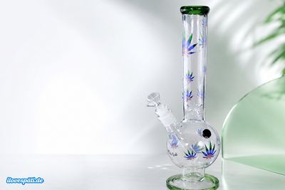 Glas-Bong mit Cannabis-Print – 1 Stück