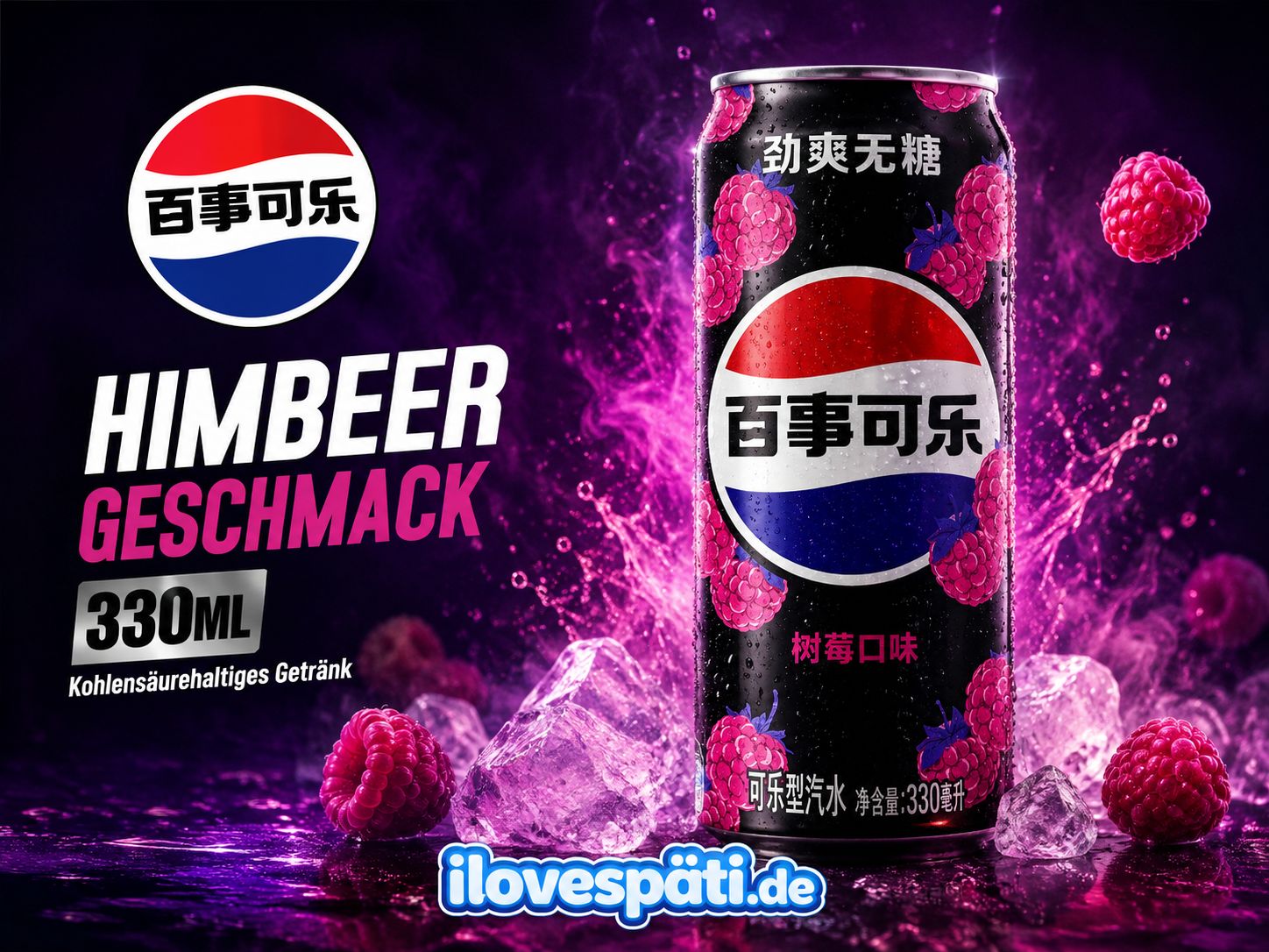 Pepsi Zero Sugar Raspberry China Edition Cola 330 ml