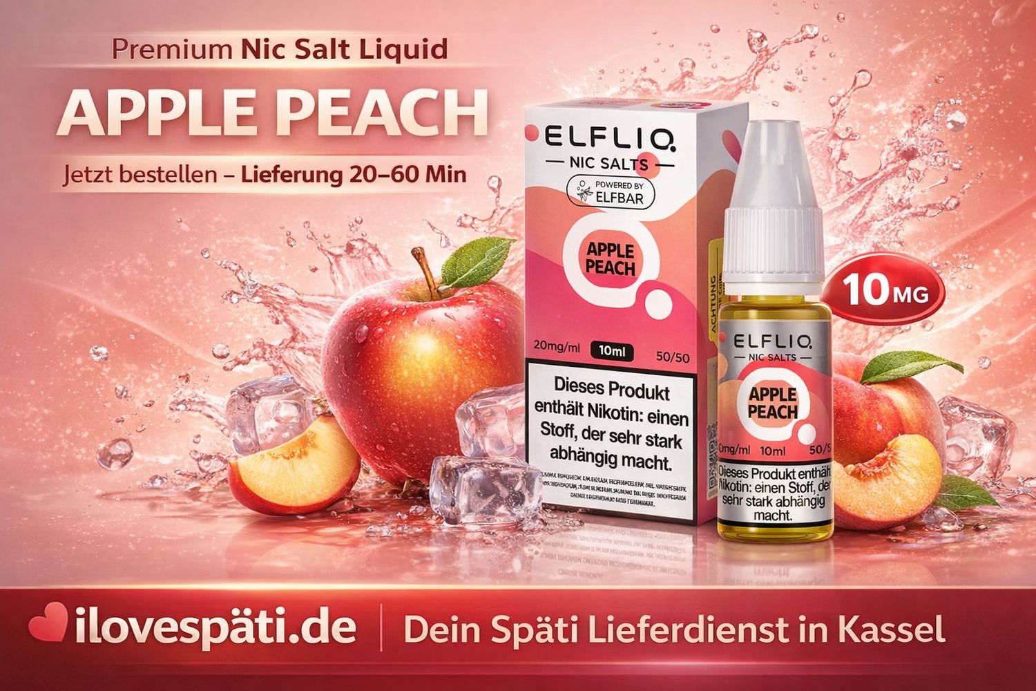 ELFLIQ Apple Peach 10mg Nic Salt Liquid 10ml