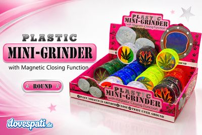 Mini Grinder Kunststoff mit Magnet – 2-teilig | Farben & Motive Mini Grinder Kunststoff mit Magnet – 2-teilig | Farben & Motive